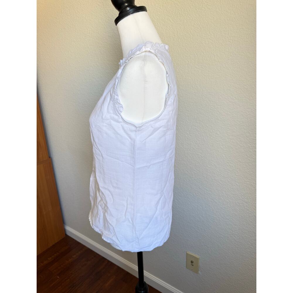 J.Crew Factory Linen-Blend Sleeveless Ruffleneck Top White (XXS) - Picture 3 of 9